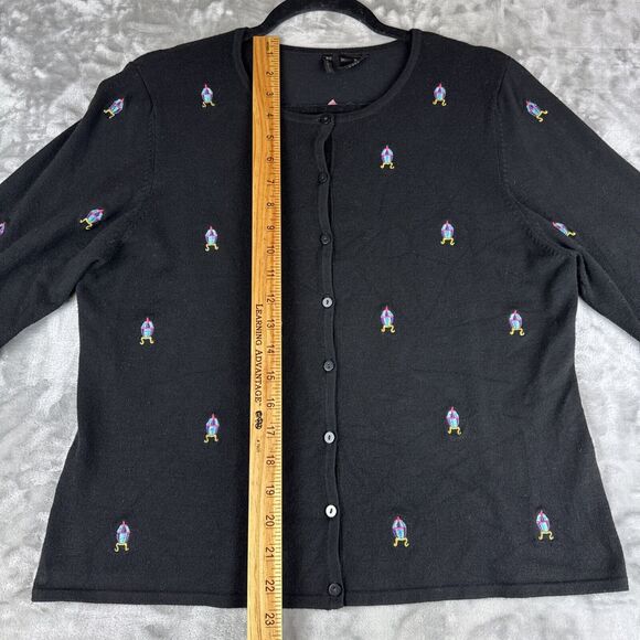 Etoile Embroidered Cardigan Women's XL Black Faberge Egg Easter Funky (1045) - Picture 9 of 9